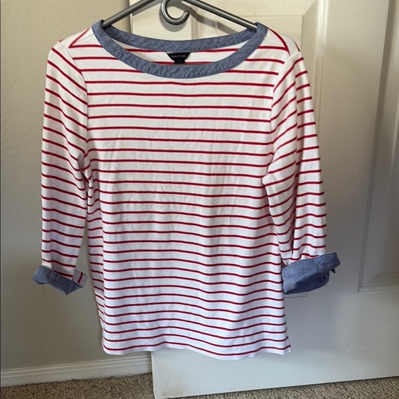 Striped Red and White Womans Shirt - Picture 1 of 3